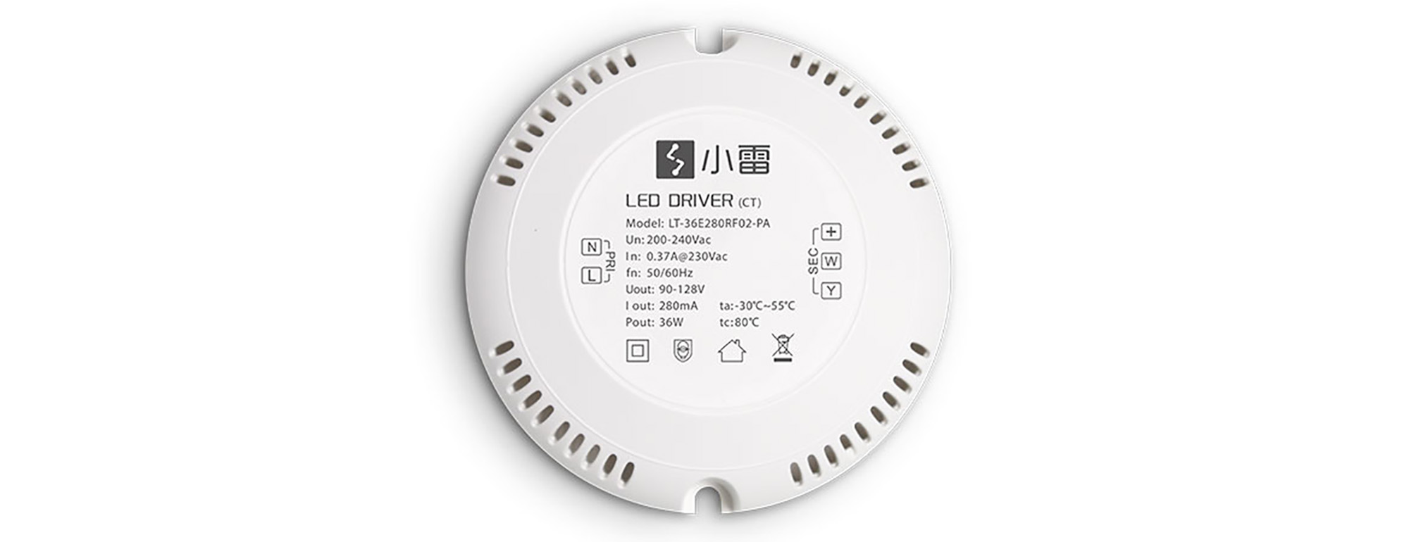 Ltech Smart Home CC CT Wireless Dimmable LED Driver 36W 90-128Vdc/280mA. 0-100% CT dimming level, Support Gate way, Panel, Remote, APP Dimming, IP20. 36E280RF02-PA  LTECH Wireless Receiver